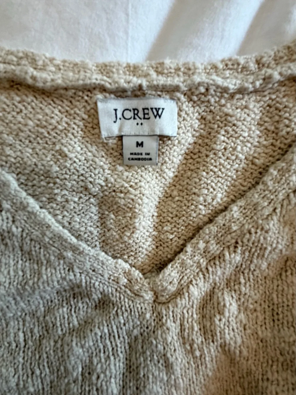 J. Crew Beige Sleeveless V-Neck Knit Top